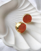 Carnelian raw stone stud earrings