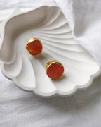 Carnelian raw stone stud earrings
