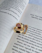 Back and side view of gold plated dual stone ring