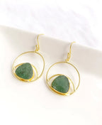 Green stone earrings close-up