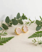 Amour Rose Quartz Gemstone Stud Earrings
