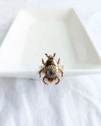 Labradorite Scarab Muse gold plated statement ring front view