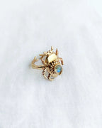 Labradorite Scarab Muse gold plated statement ring side view