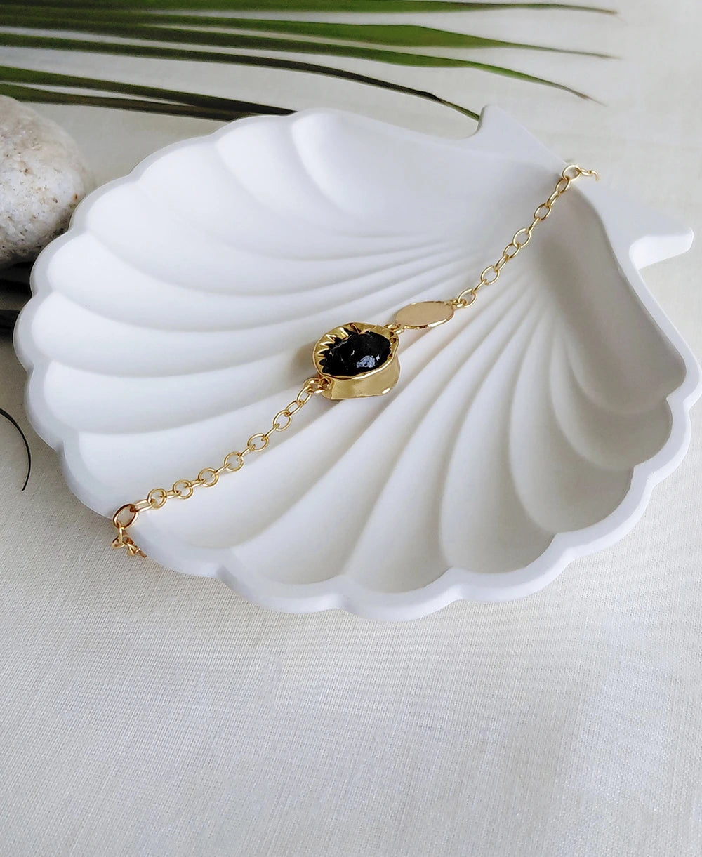 Black Onyx 18K Gold Plated Chain Bracelet