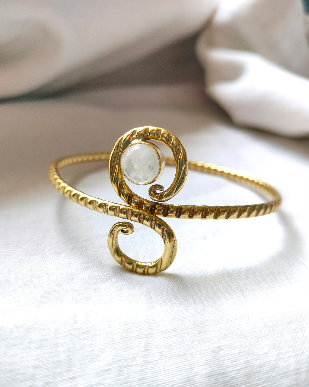 Moonstone Aura Statement Cuff Bracelet - front view