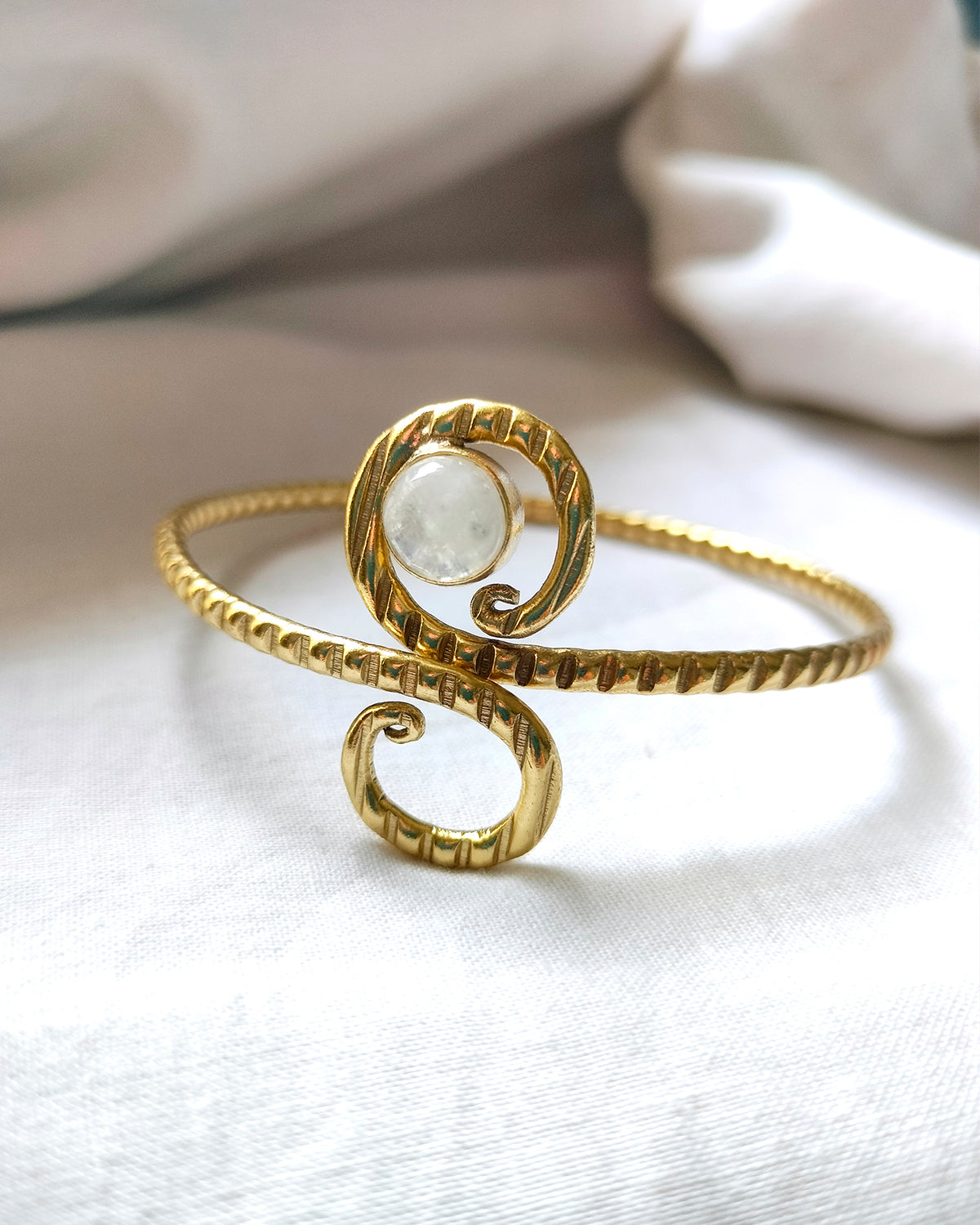 Moonstone Aura Statement Cuff Bracelet - front view