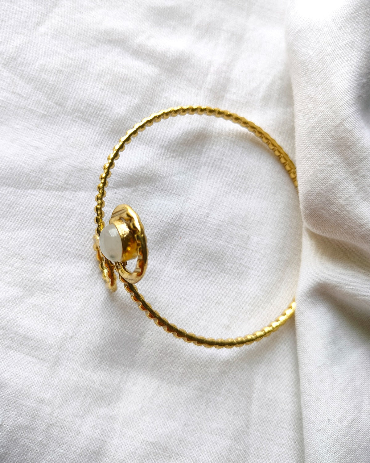 Moonstone Aura Statement Cuff Bracelet - side view