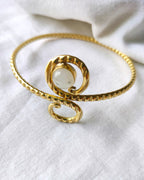 Moonstone Aura Statement Cuff Bracelet - detail view