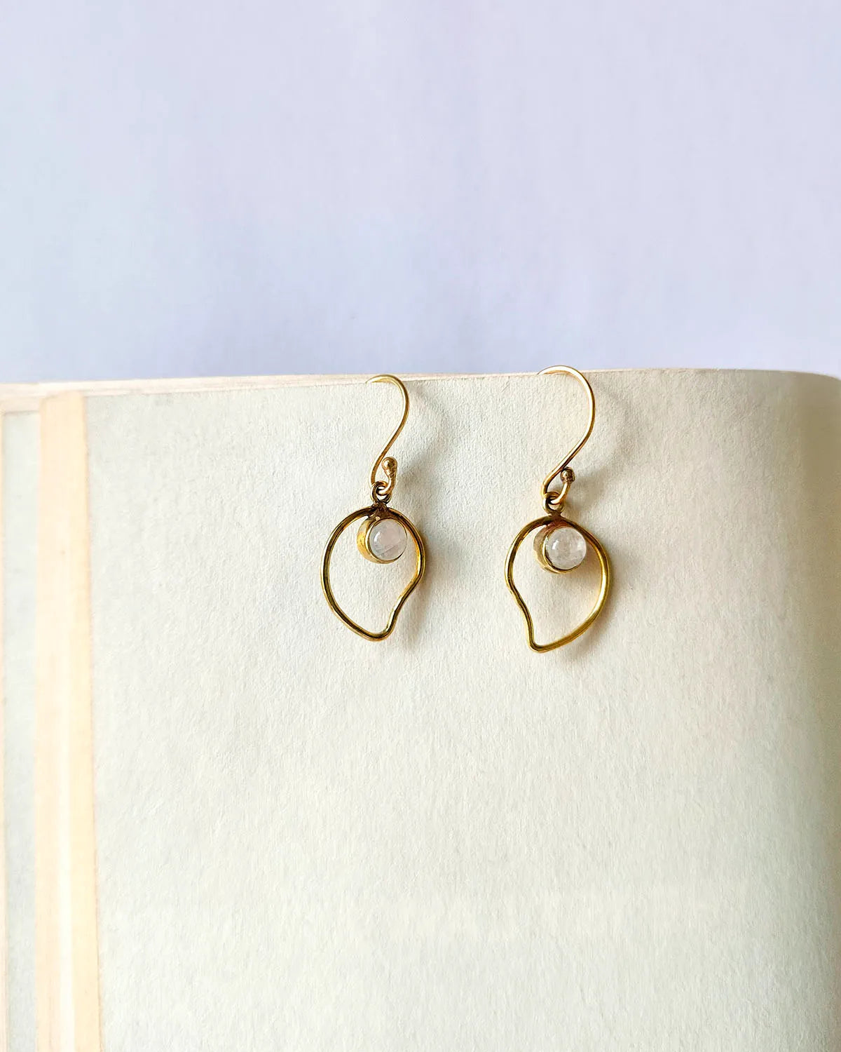 Moonstone Organic Gold Drop Earrings