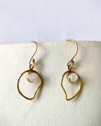 Moonstone Organic Gold Drop Earrings close-up