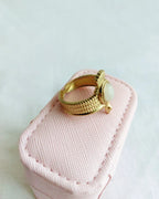 Moonstone Scarab Muse 18K Gold Plated Ring - side view