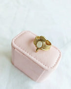 Moonstone Scarab Muse 18K Gold Plated Ring - angled front view
