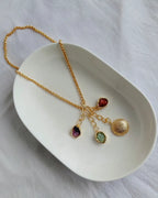 Multistone Gold Charm Necklace full view