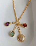 Multistone Gold Charm Necklace detail