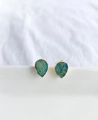 Green stone studs front view