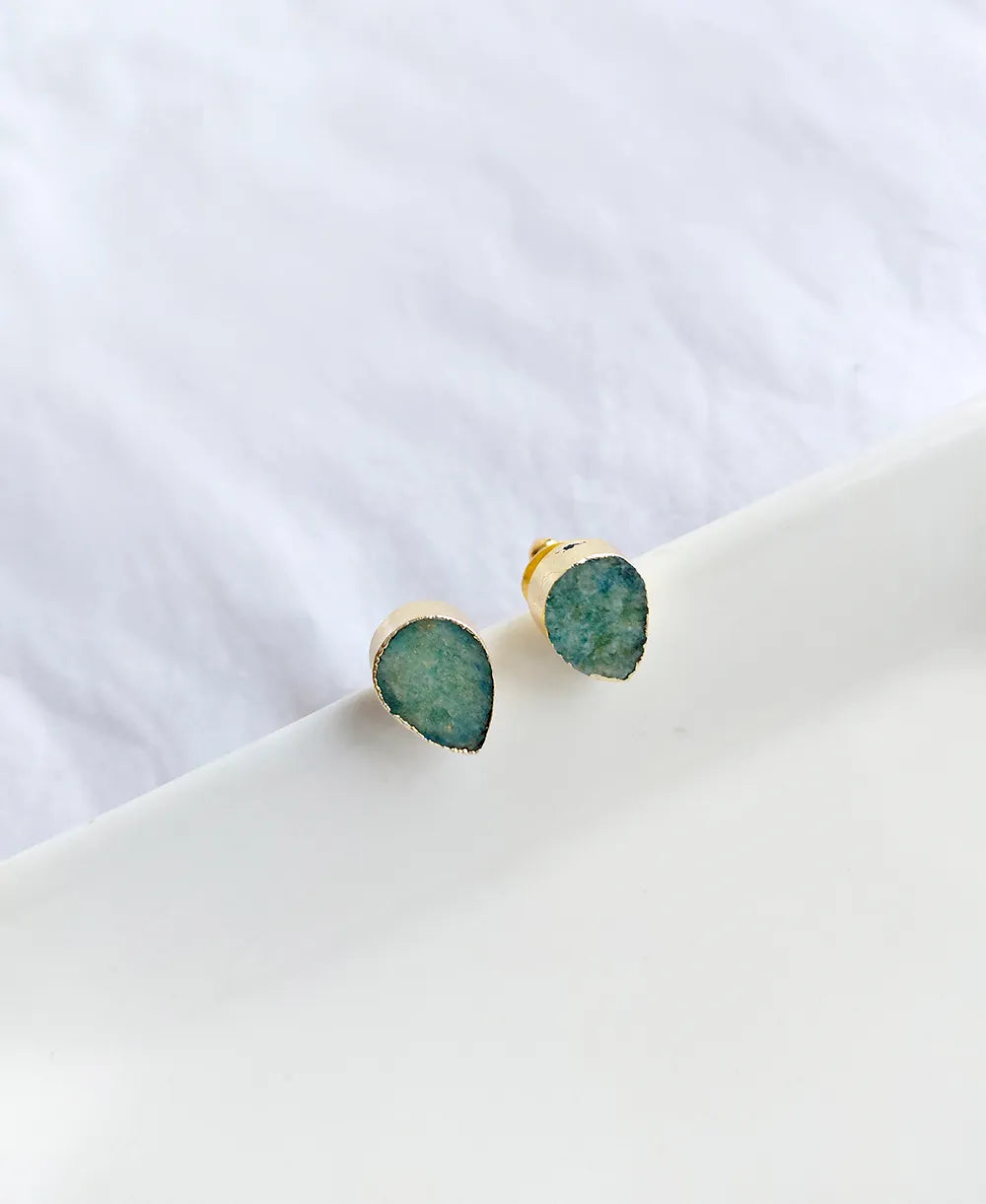 Green stone studs alternative view