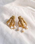 Organic gold pearl drop earrings
