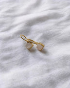 Pale pink raw stone 18K gold-plated hook earrings - view 3