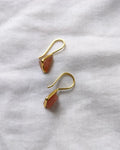 Pink raw stone 18K gold-plated triangle hook earrings - view 1