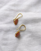 Pink raw stone 18K gold-plated triangle hook earrings - view 1