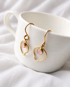 Rose Quartz Organic Drop Earrings - view 3