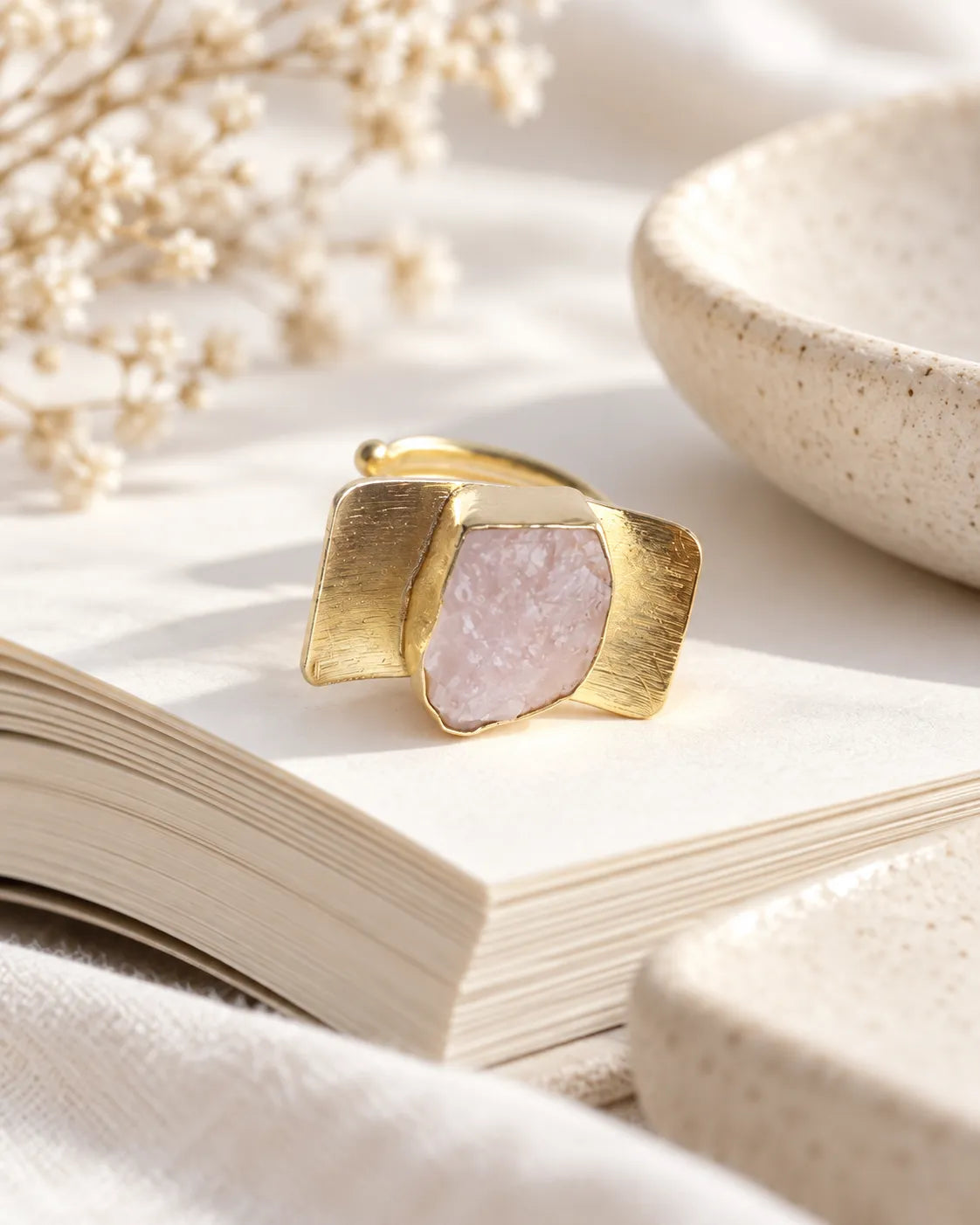 Rose Quartz Statement Ring