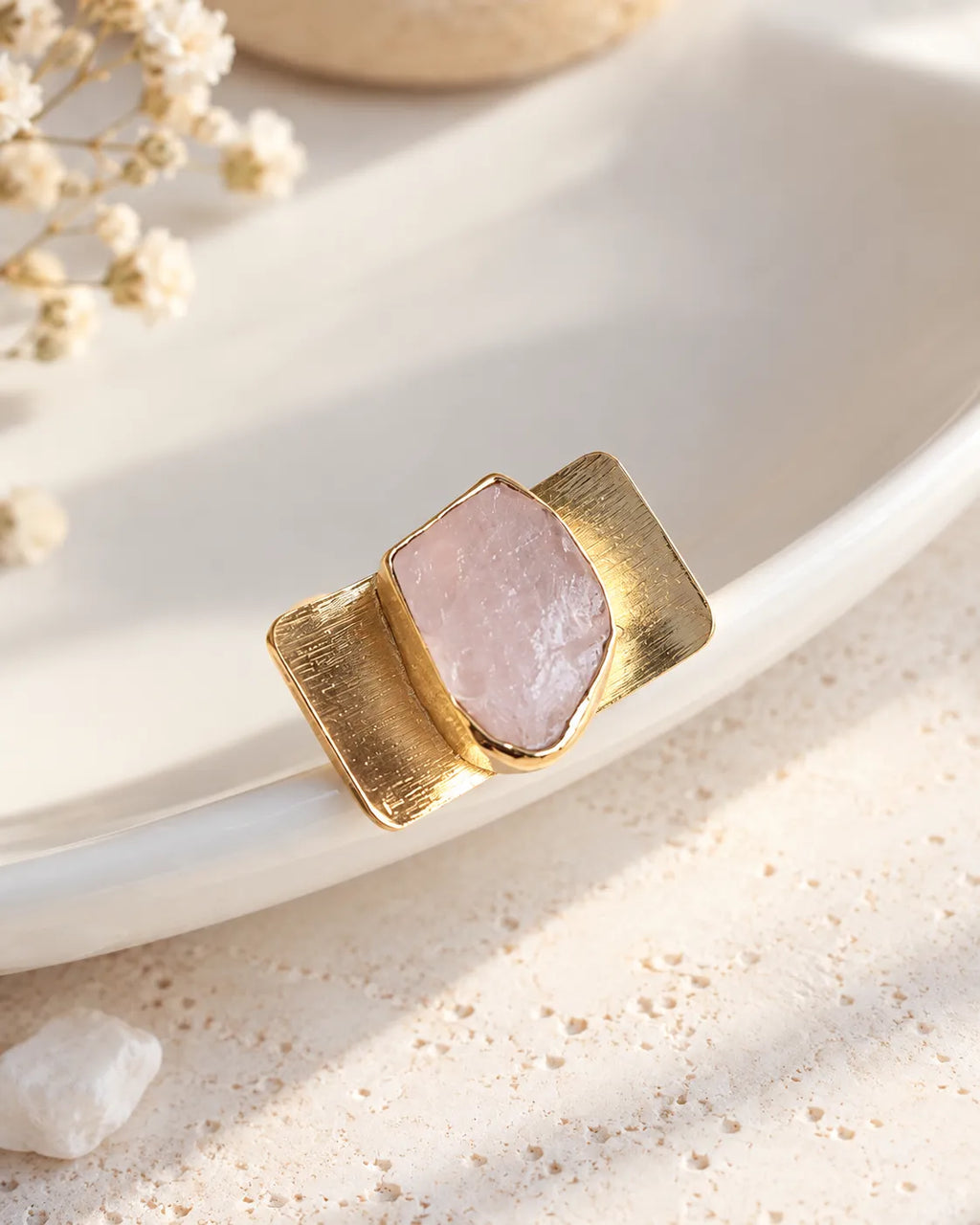 Rose Quartz Statement Ring