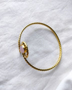 Rose quartz spiral gold cuff bracelet top view