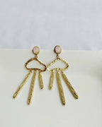 Rose Quartz 18K Gold Plated Statement Earrings
