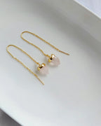 Rose Quartz 18K gold-plated threader earrings
