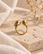 Gold plated twin stone statement ring back view