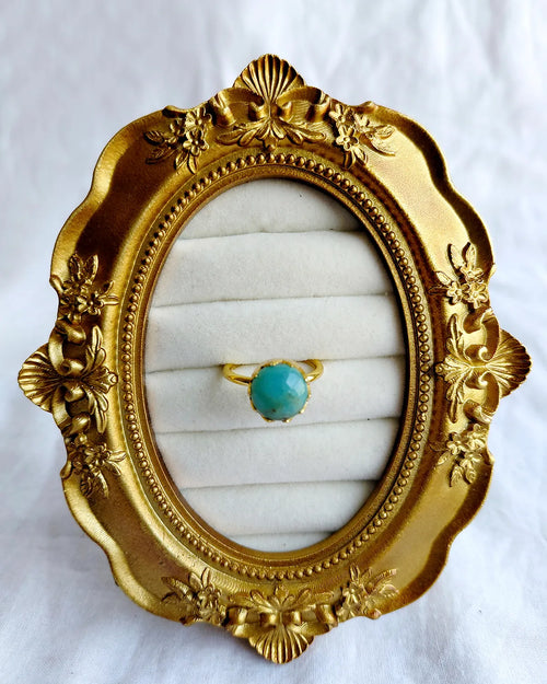 Amazonite gemstone gold ring side view