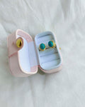 Turquoise double stone gold plated ring in jewellery box