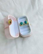 Turquoise double stone gold plated ring in jewellery box