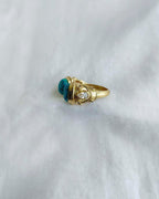 Turquoise double stone gold plated ring side view