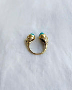 Turquoise double stone gold plated ring back view