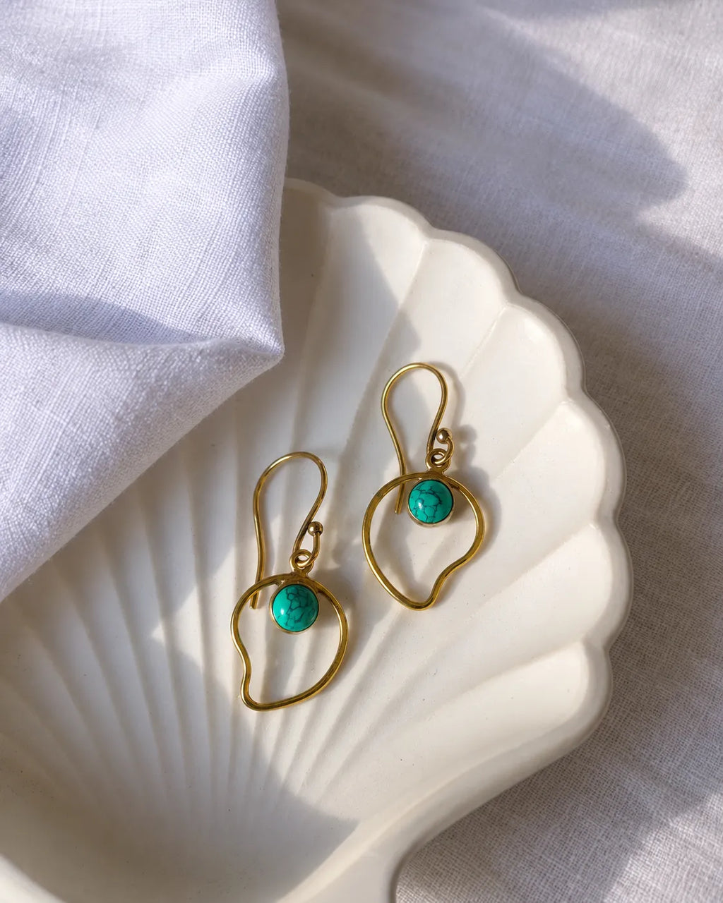 Turquoise gold plated statement earrings
