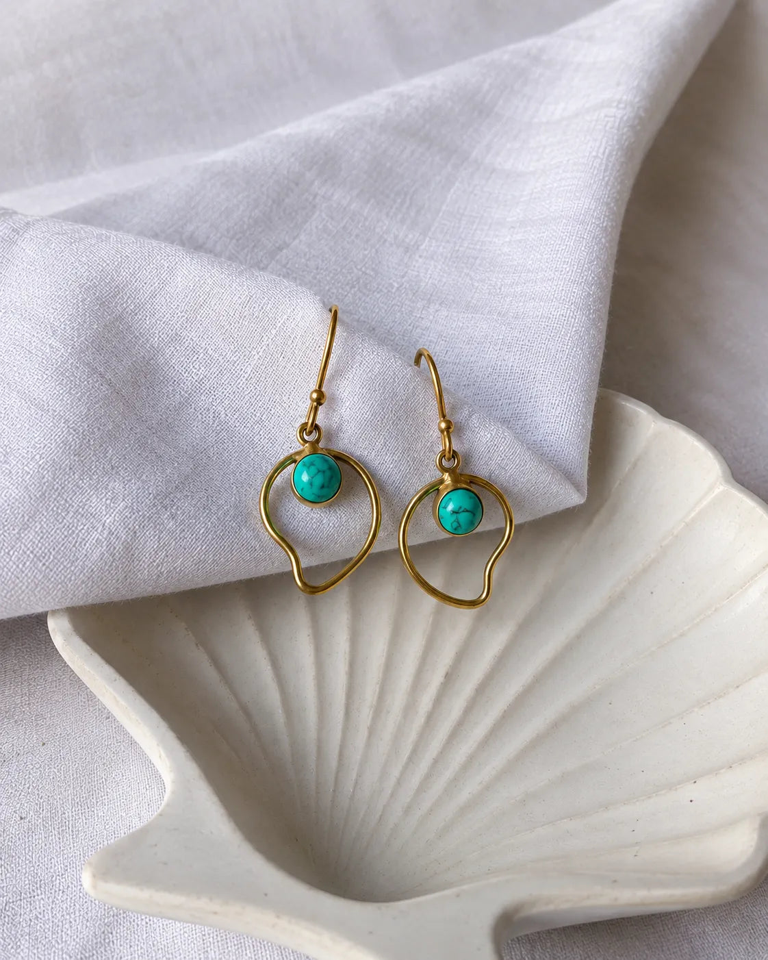 Handcrafted turquoise gold plated earrings