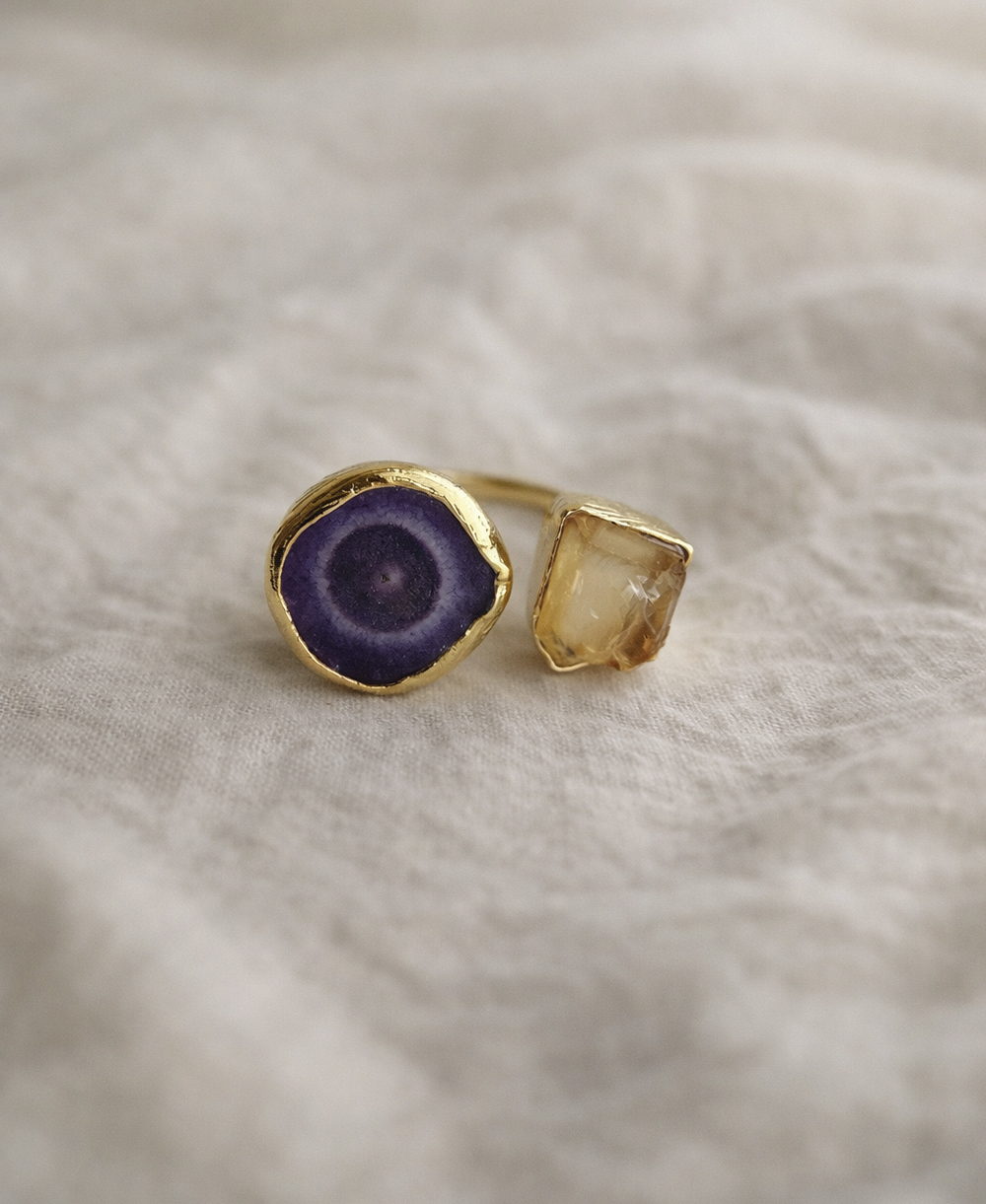 01-B Amethyst Citrine Statement Ring