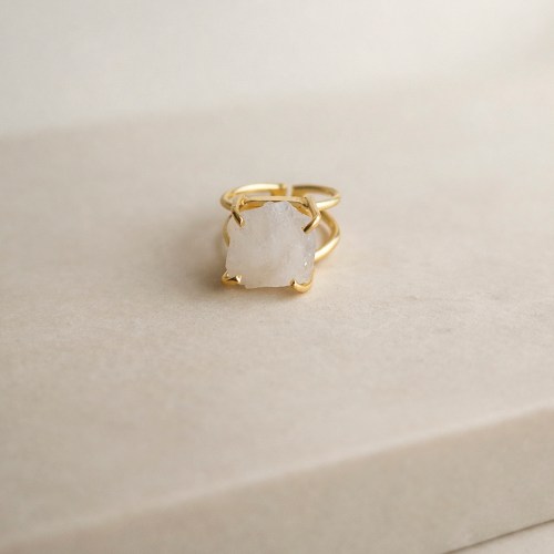 Gold Plated Natural Moonstone Ring for women