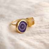 Amethyst Citrine Statement Ring