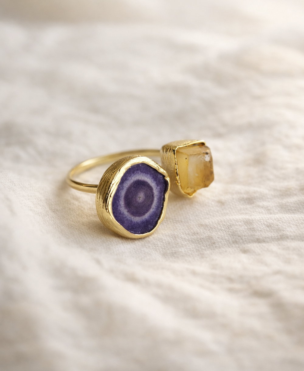 Amethyst Citrine Open Statement Ring 1 Amethyst Citrine Statement Ring