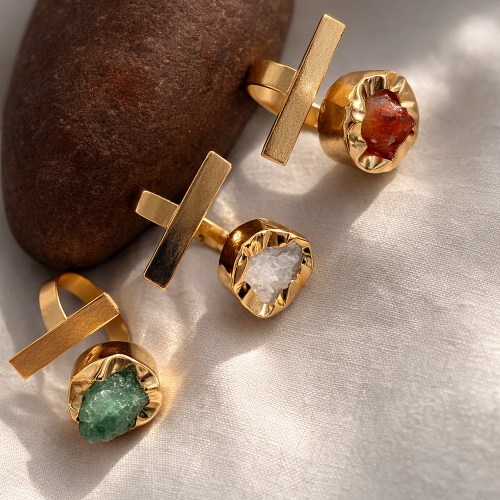Natural Druzy Stone Statement Ring with 18K gold plating