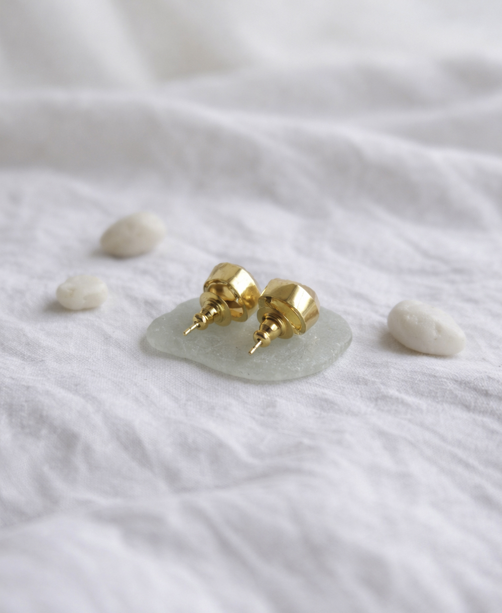 Golden Glow Citrine Stud Earrings 2 Natural citrine stud earrings with radiant yellow gemstone