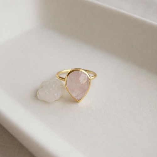 Blush Rose Quartz Gold Ring